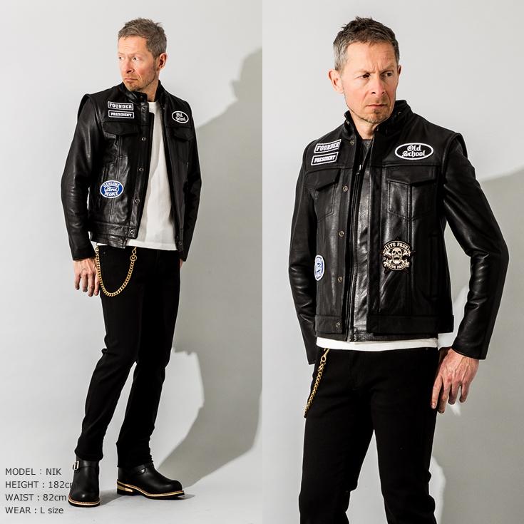 Liugoo Leathers 本革 モーターサイクルクラブベスト メンズ