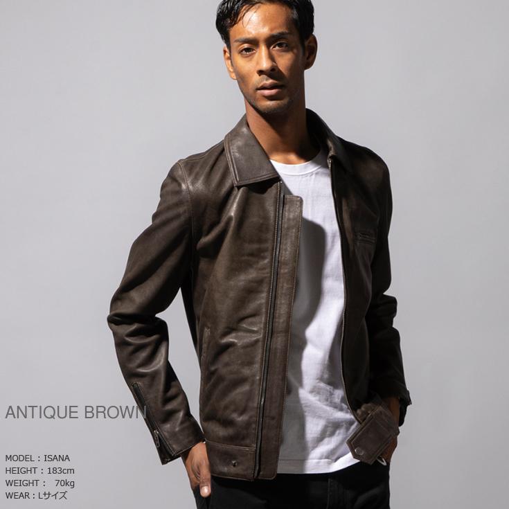 Liugoo Leathers 本革 UK襟付きシングルライダースジャケット