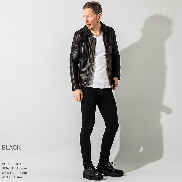 Liugoo Leathers 本革 UK襟付きシングルライダースジャケット
