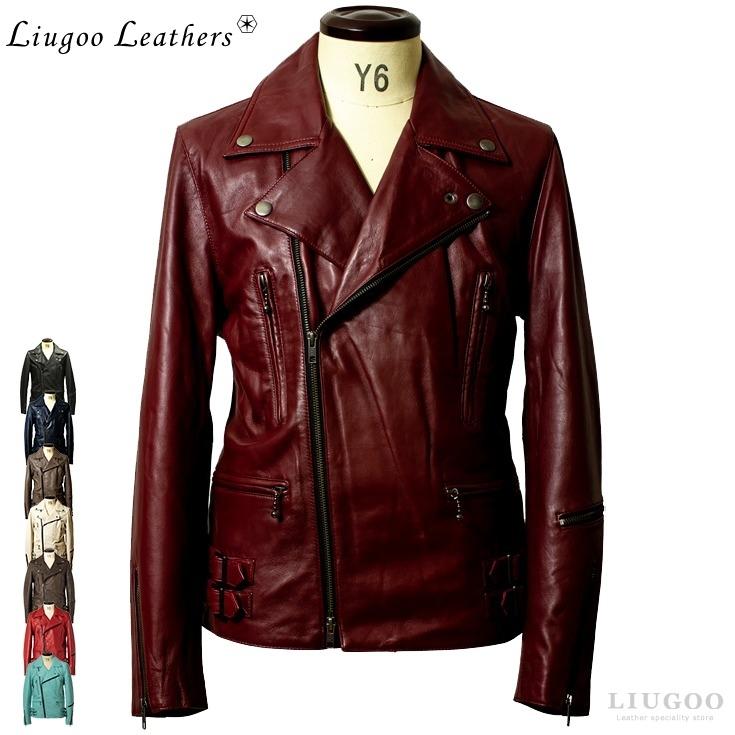 Liugoo Leathers 本革 UKダブルライダースジャケット メンズ