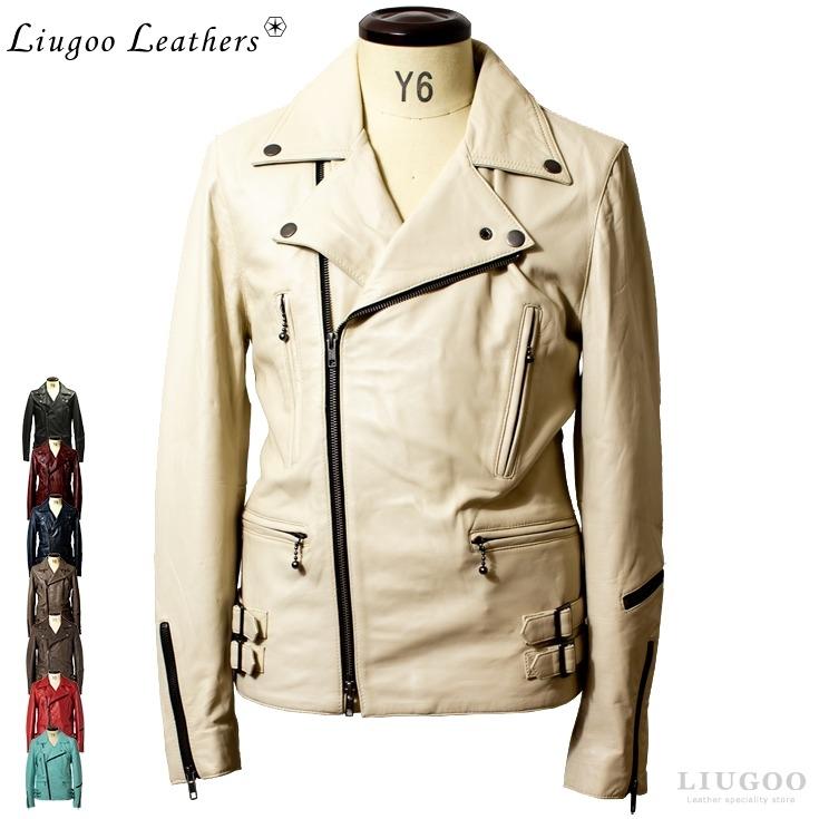 Liugoo Leathers 本革 UKダブルライダースジャケット メンズ Liugoo Leathers 本革 UKダブルライダースジャケット メンズ