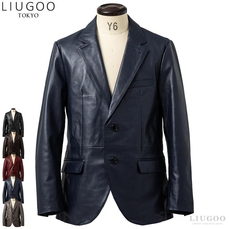 美品　Liugoo Leathers テーラードジャケット L ブラック 羊革 Liugoo Leathers 【20周年記念20%OFFクーポン】LIUGOO 本革 レギュラー