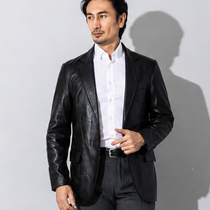 極美品✨LIUGOO TOKYO テーラードジャケット 大きいサイズ ラムレザー 10/31まで10%OFFクーポン】LIUGOO 本革 2ボタン テーラードジャケット