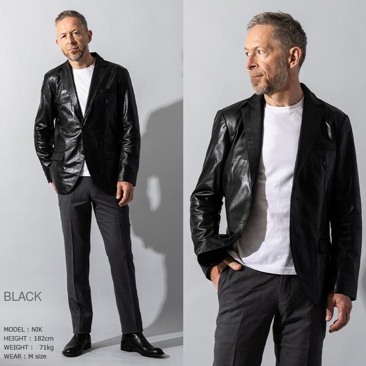 Liugoo Leathers 【30%OFFクーポン】LIUGOO 本革 2ボタン テーラード