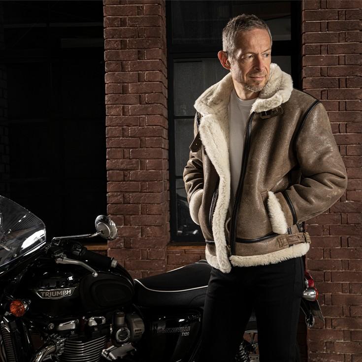 Liugoo Leathers 本革 B-3フライトジャケット ムートンジャケット