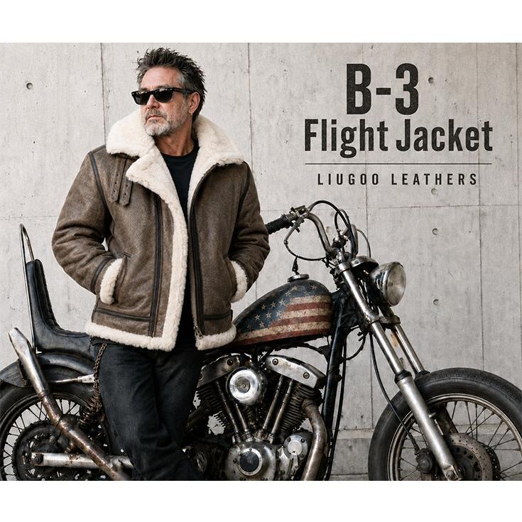Liugoo Leathers 本革 B-3フライトジャケット ムートンジャケット