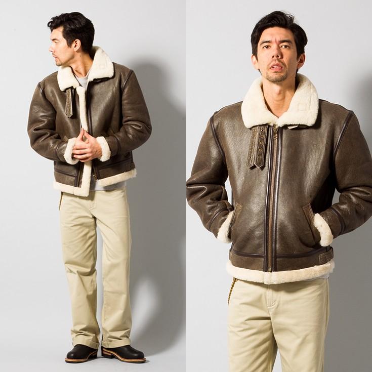 Liugoo Leathers 本革 B-3フライトジャケット ムートンジャケット