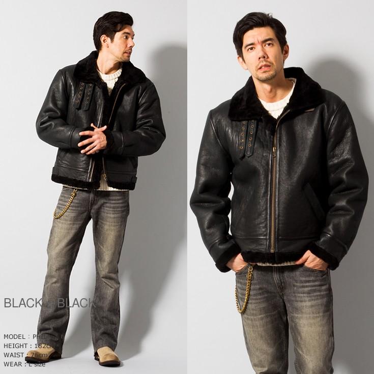 希少サイズL 本革黒ムートン】リューグーレザーズフライトジャケットB-3