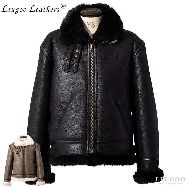 Liugoo Leathers 本革 B-3フライトジャケット ムートン Liugoo Leathers 本革 B-3フライトジャケット ムートン