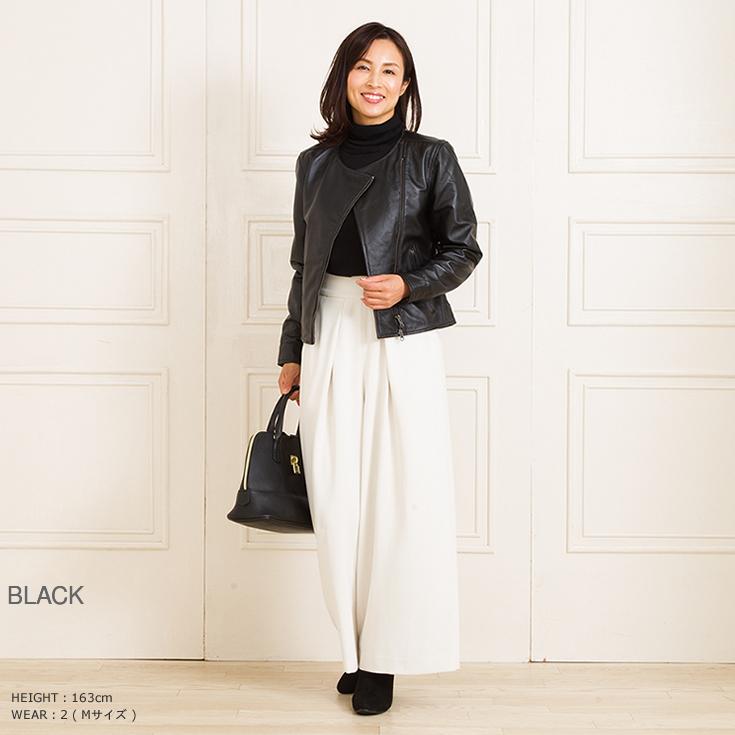 LIUGOO 本革 ノーカラーダブルライダースジャケット レディース リューグー DRN01LB  レザージャケット ブルゾン アウター AP | Liugoo Leathers | 06