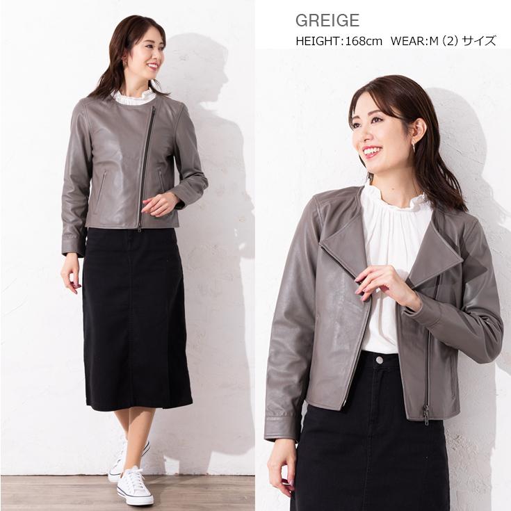 LIUGOO 本革 ノーカラーダブルライダースジャケット レディース リューグー DRN01LB  レザージャケット ブルゾン アウター AP | Liugoo Leathers | 08