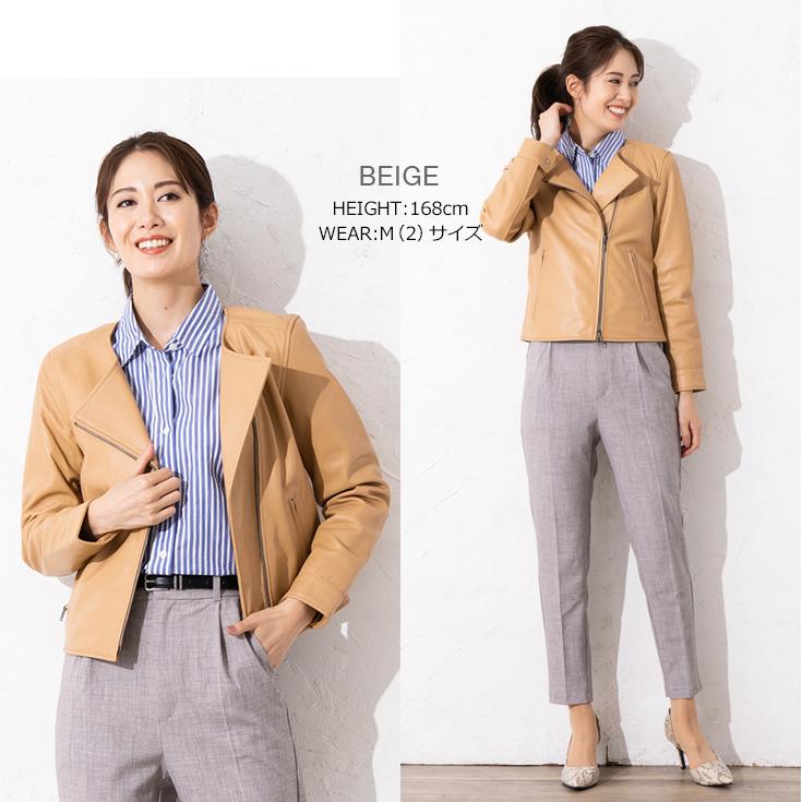 LIUGOO 本革 ノーカラーダブルライダースジャケット レディース リューグー DRN01LB  レザージャケット ブルゾン アウター AP | Liugoo Leathers | 09