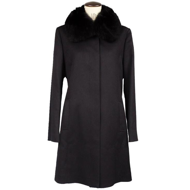 FRANCE BRAND カシミヤ100％ フォックスファー付カシミヤコート 