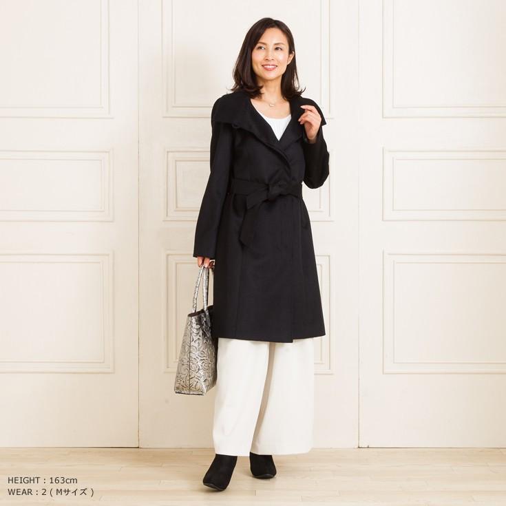 カシミヤ100％ スタンドカラーカシミヤコート レディース CO83610 