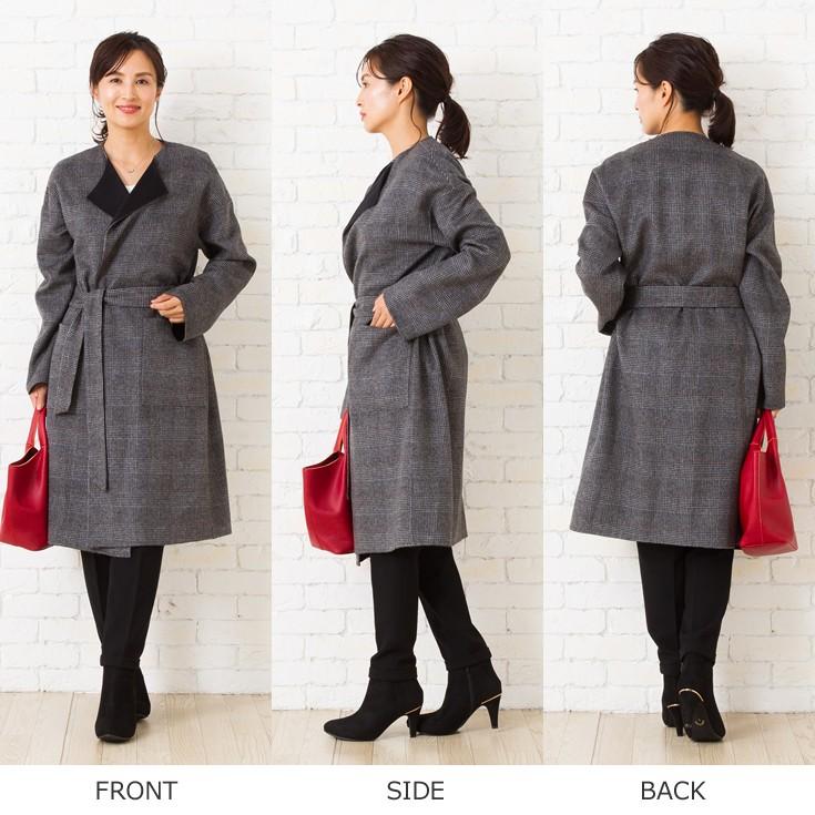 カシミヤ混 リバーシブル ノーカラーウールコート レディース Wo レザーコート レザージャケット 本革コート 革ジャン 本革ジャケット 本皮ジャンパー N 01 本革レザージャケットのリューグー 通販 Yahoo ショッピング