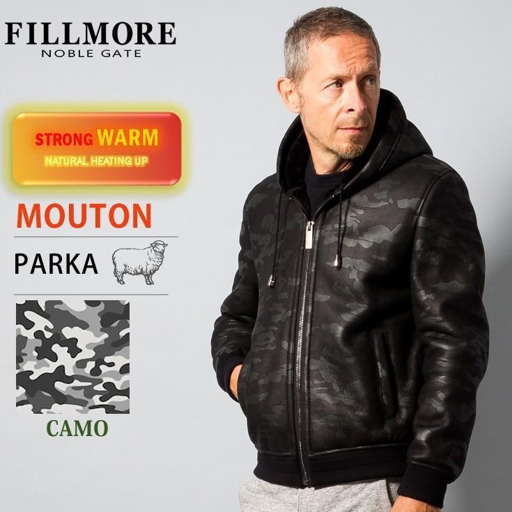 Fillmore 本革 迷彩柄フード付ムートンジャケット メンズ フィルモア Prk03a リアルムートン レザージャケット 革ジャン 本革ジャケット 羊毛革 ムートンコート N 01 本革レザージャケットのリューグー 通販 Yahoo ショッピング