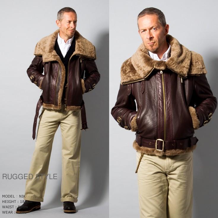 aZitator 本革 B-3タイプムートンジャケット メンズ