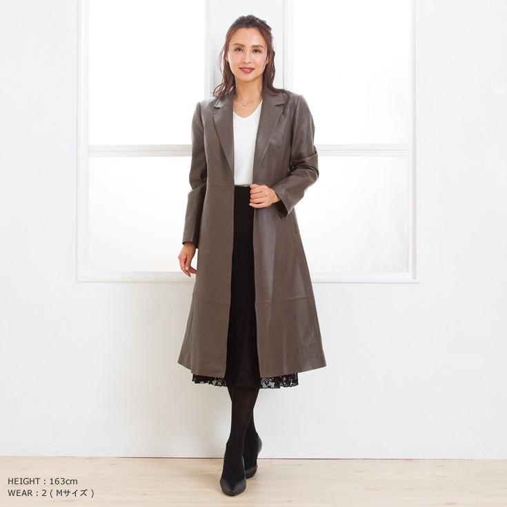 FILLMORE 本革 ノーボタン チェスターコート レディース フィルモア