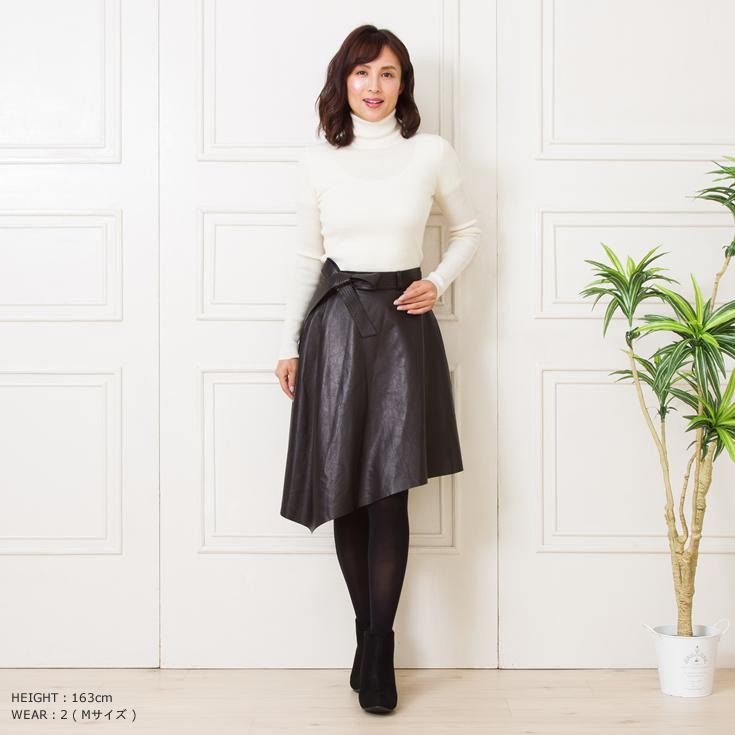 FILLMORE 本革 アシンメトリーフレアスカート レザースカート FILLMORE 本革 アシンメトリーフレアスカート レザースカート
