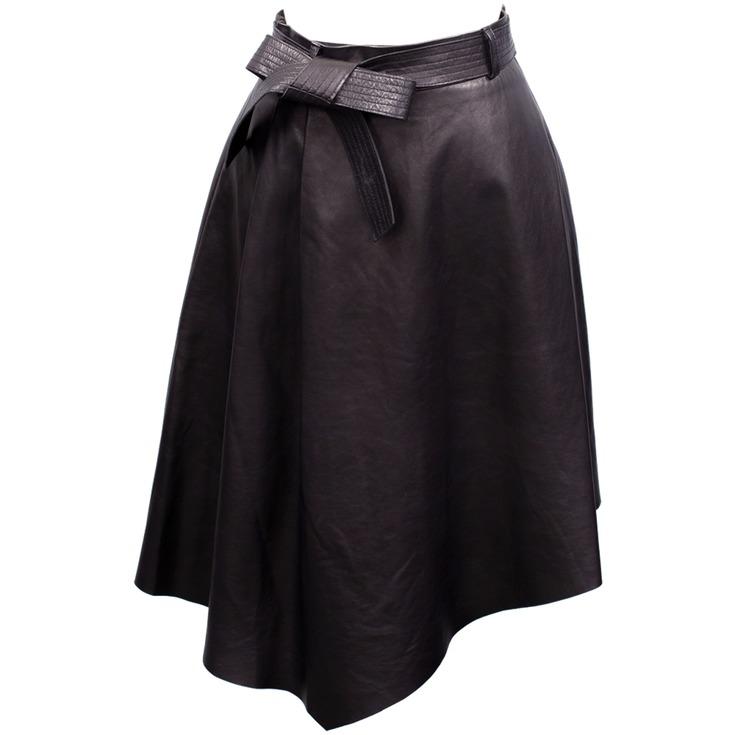 FILLMORE 本革 アシンメトリーフレアスカート レザースカート