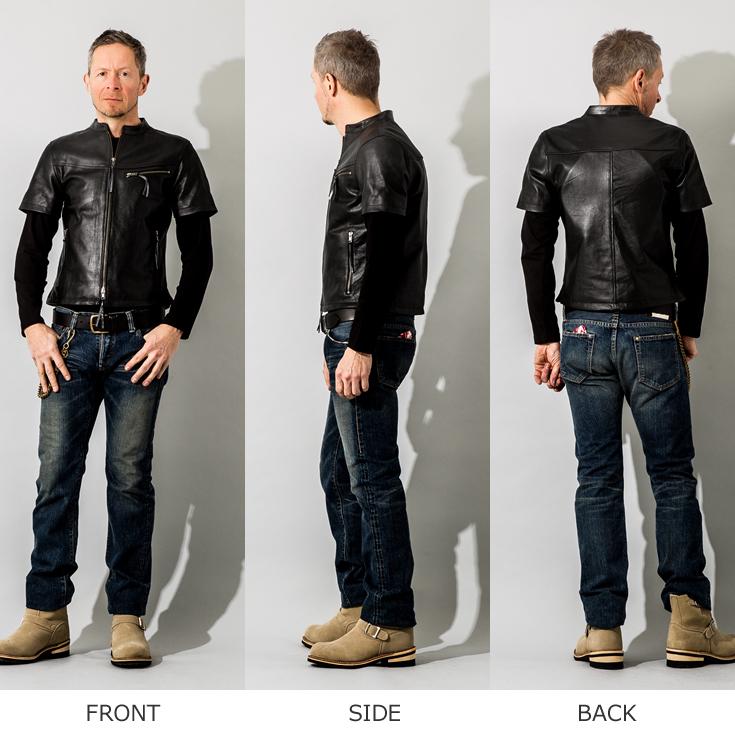 Liugoo Leathers 本革 メッシュレザーTシャツ メンズ