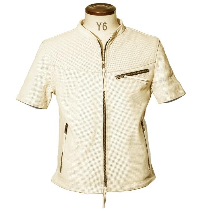 Liugoo Leathers 本革 メッシュレザーＴシャツ メンズ リューグーレザーズ SSL02A  シングルライダース ライダースジャケット レザージャケット 革ジャン 黒 | Liugoo Leathers | 13