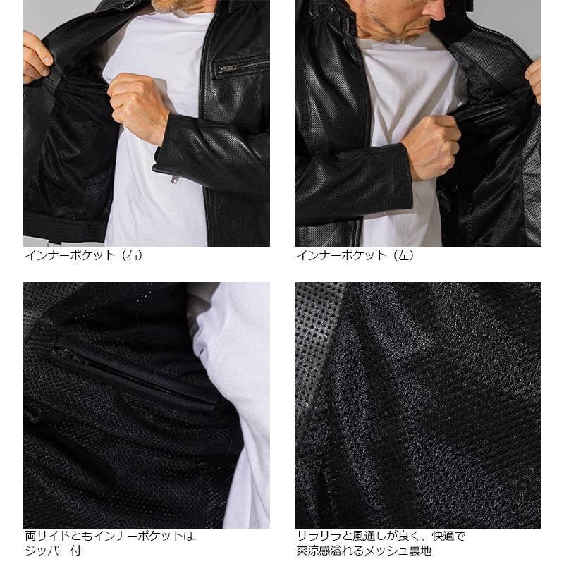 Liugoo Leathers 本革 メッシュレザー シングルライダース