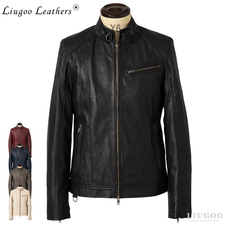 【リューグーレザー】メッシュ レザー シングル ライディングジャケット　LL Liugoo Leathers 【20周年記念10%OFFクーポン】Liugoo Leathers 本革