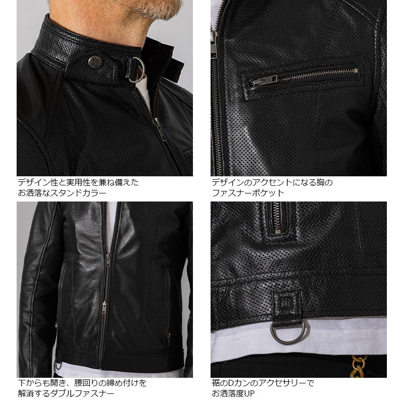 Liugoo Leathers 本革 メッシュレザー シングルライダースジャケット メンズ リューグーレザーズ SRS15A  軽くて柔かい！｜liugoo｜17