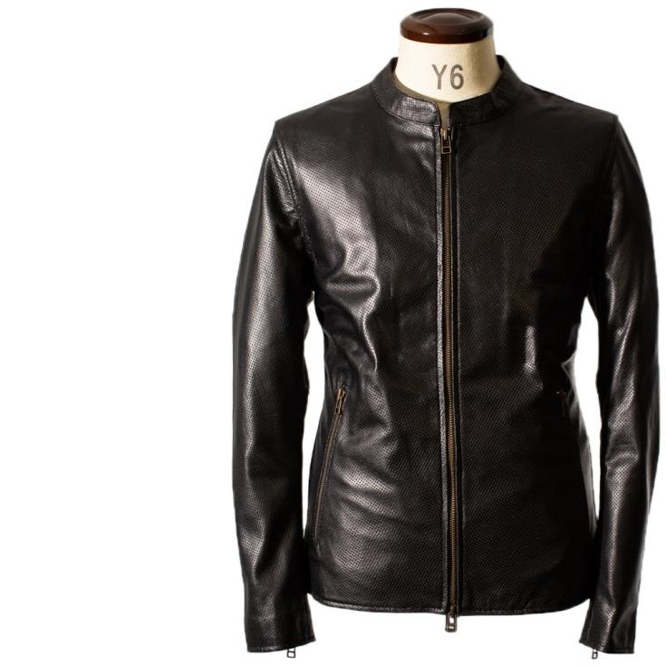 メッシュレザー ライダースジャケット ブラック Liugoo Leathers 【20周年記念10%OFFクーポン】本革 メッシュレザー