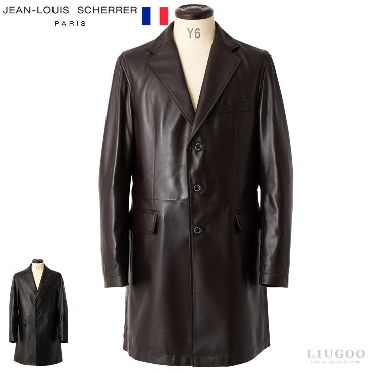 Jean Louis Scherrer 本革 チェスターコート ビジネスコート メンズ 6062 Collectionブランド ジャン ルイ 正規品送料無料 Paris 高級ラム革製 シェレル