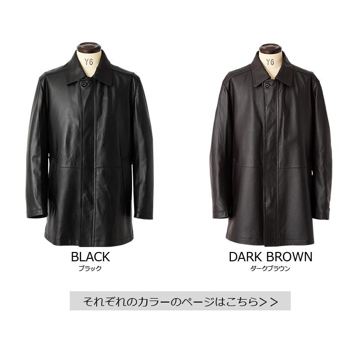 JEAN-LOUIS SCHERRER 本革 ステンカラーコート ビジネスコート メンズ 