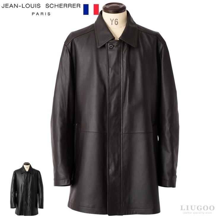 JEAN-LOUIS SCHERRER 本革 ステンカラーコート ビジネスコート メンズ 