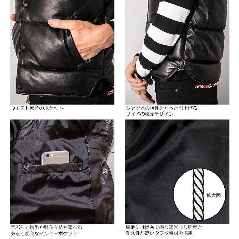 Liugoo Leathers 本革 レザーダウンベスト ダイヤキルト メンズ Liugoo Leathers 本革 レザーダウンベスト ダイヤキルト メンズ