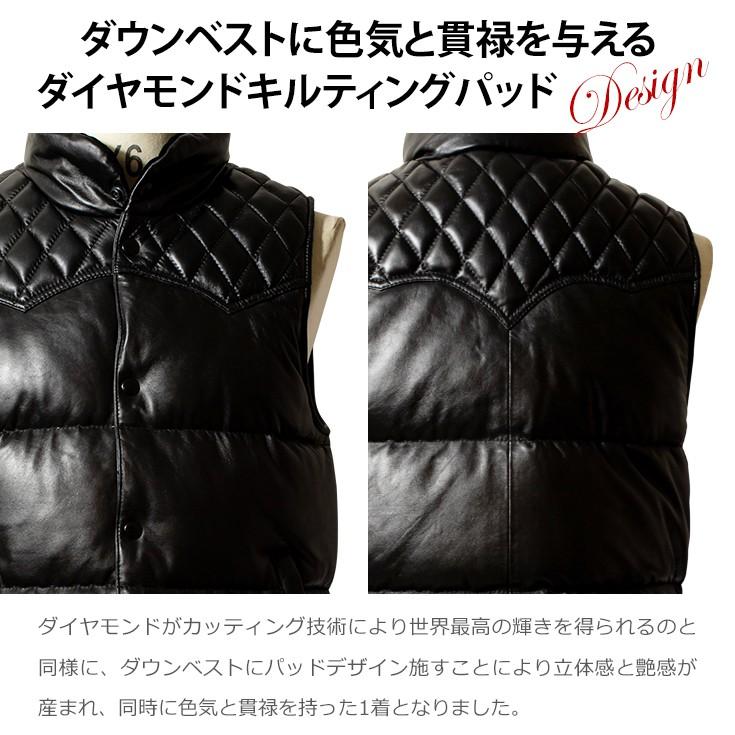【極美品】リューグーレザーズ ダイヤモンドキルト レザー インナー付き 牛革 Liugoo Leathers 本革 レザーダウンベスト ダイヤキルト メンズ