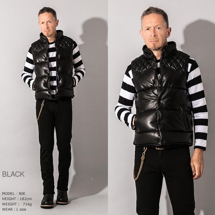 Liugoo Leathers 本革 レザーダウンベスト ダイヤキルト メンズ