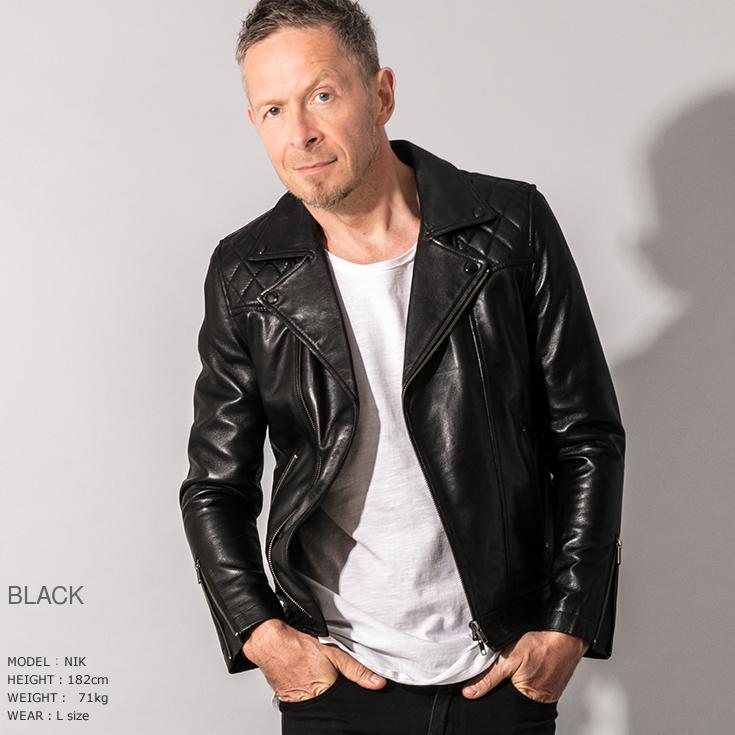 Liugoo Leathers 本革 パッドダブルライダースジャケット メンズ