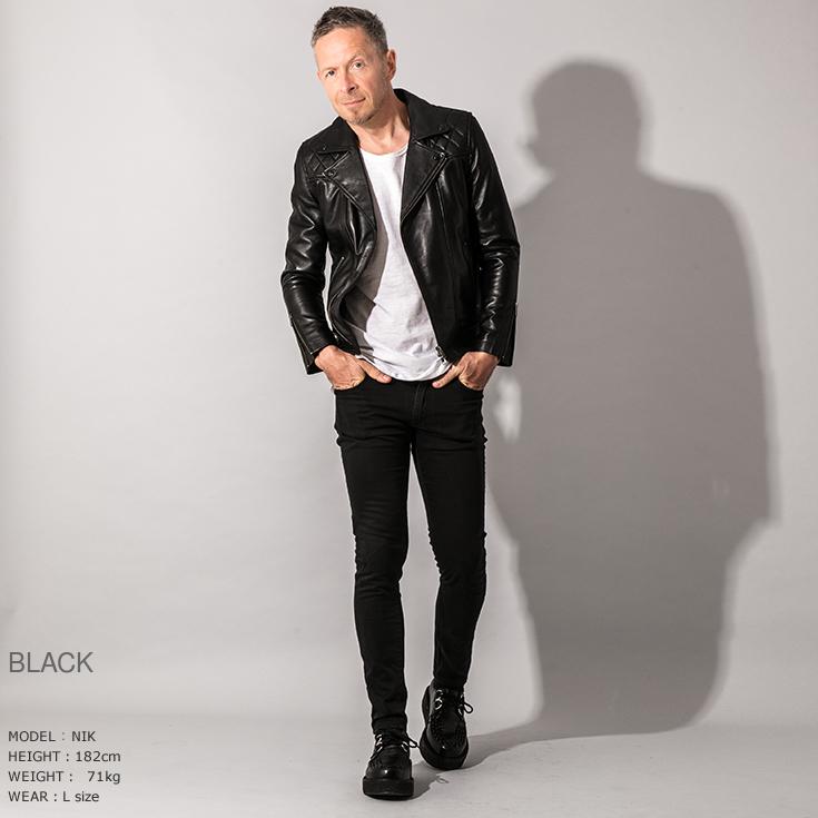 Liugoo Leathers 本革 パッドダブルライダースジャケット メンズ