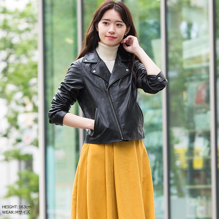 LIUGOO ZERO WASTE 本革 ダブルライダースジャケット レディース