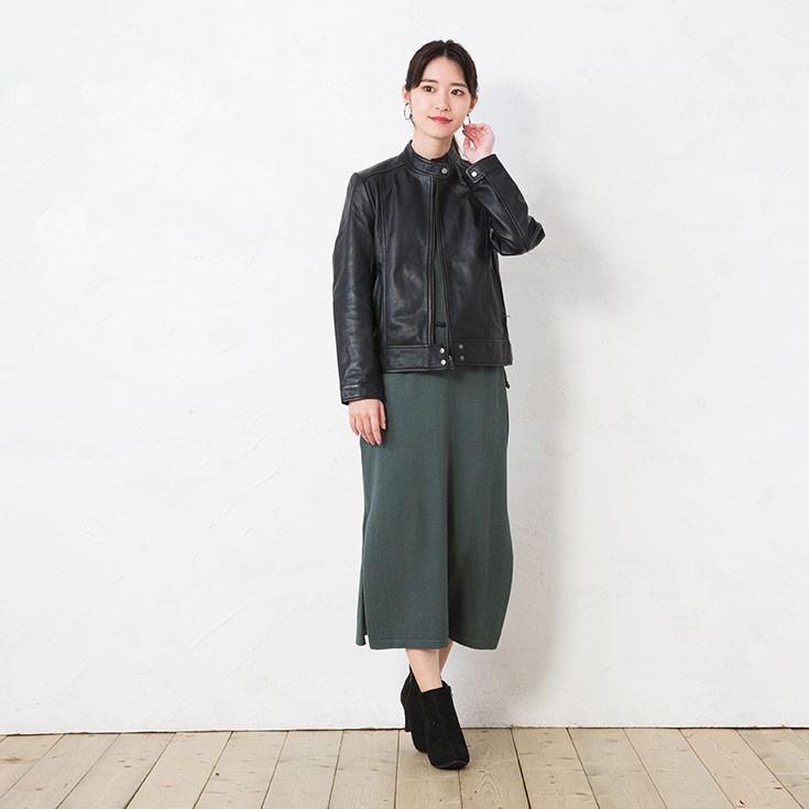 LIUGOO ZERO WASTE 本革 シングルライダースジャケット レディース