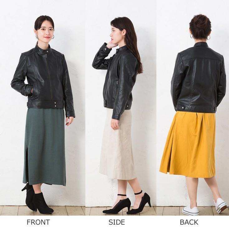LIUGOO ZERO WASTE 本革 シングルライダースジャケット レディース