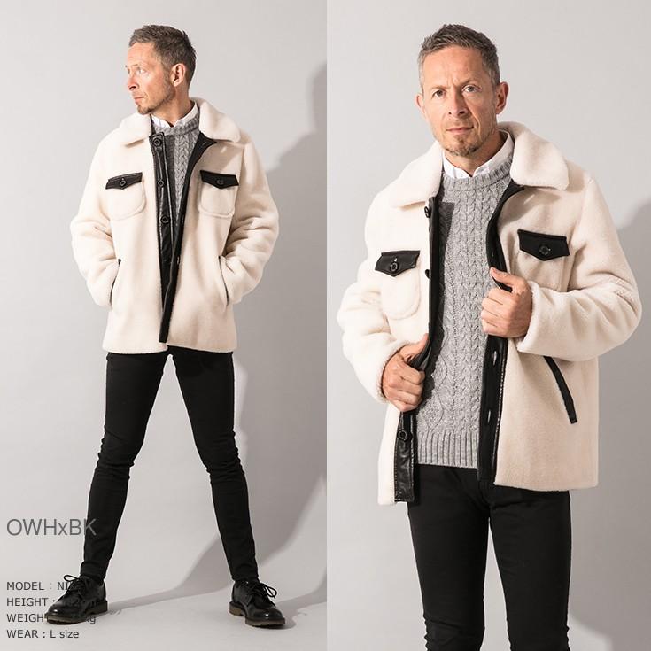 【50%OFFクーポン】JEAN-LOUIS SCHERRER 本革 ムートンコート メンズ ジャン=ルイ・シェレル 6070  Paris Collectionブランドの画像