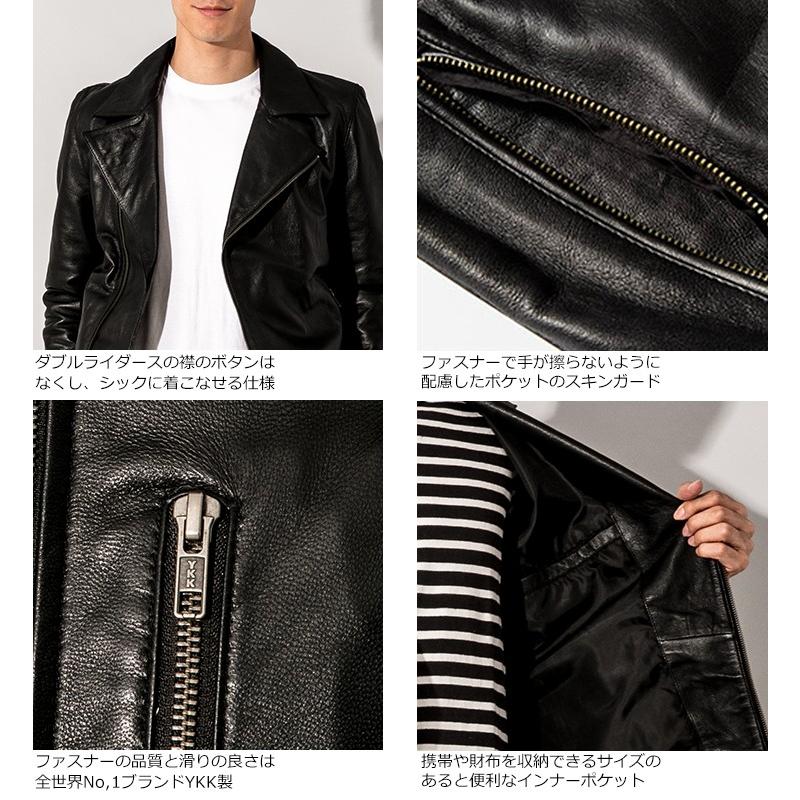 LIUGOO ZERO WASTE 本革 ダブルライダースジャケット メンズ