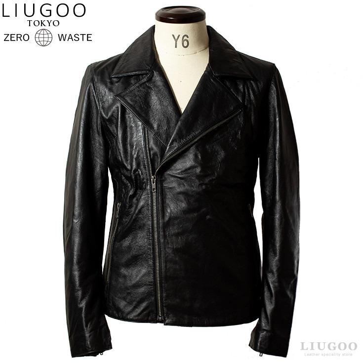 【未使用タグ付】liugoo リューグーレザーズ シングルライダース 2XL Liugoo Leathers 本革 UK襟付きシングルライダースジャケット