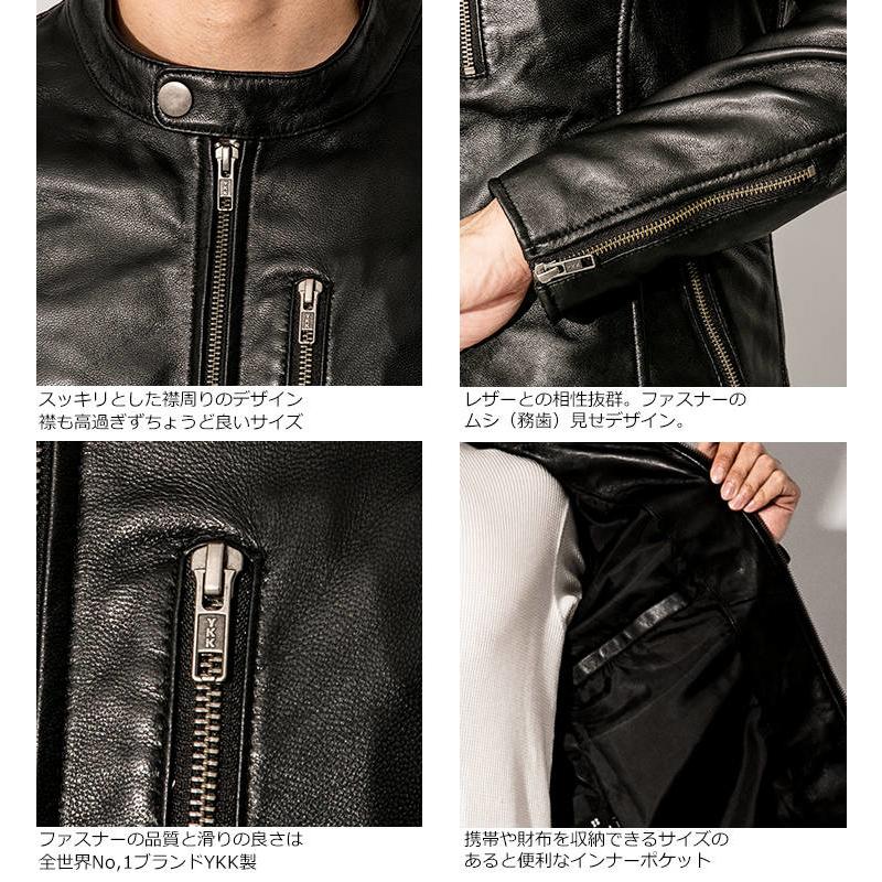 LIUGOO ZERO WASTE 本革 シングルライダースジャケット メンズ LIUGOO ZERO WASTE 本革 シングルライダースジャケット メンズ