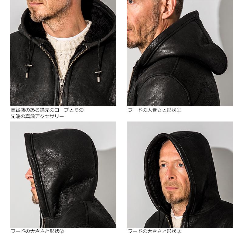 Liugoo Leathers LIUGOO 本革 ムートンパーカー メンズ