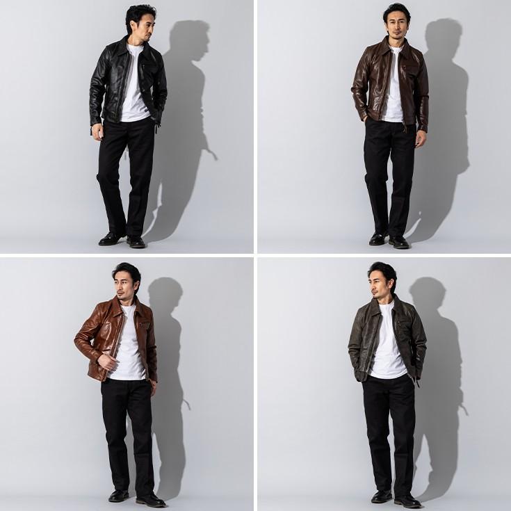 Liugoo Leathers 本革 トラッカージャケット メンズ リューグー