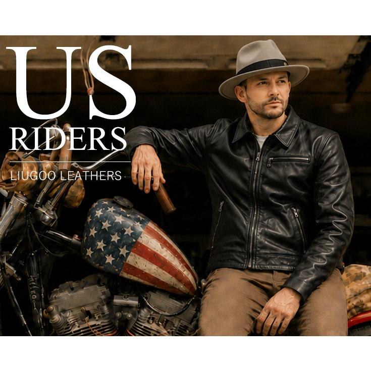 Liugoo Leathers 本革 トラッカージャケット メンズ リューグー