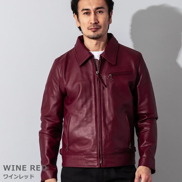 リューグーレザーズ　シングルライダースジャケット　ワインレッド　メンズM Liugoo Leathers 本革 レザートラッカージャケット SWAP LINER搭載