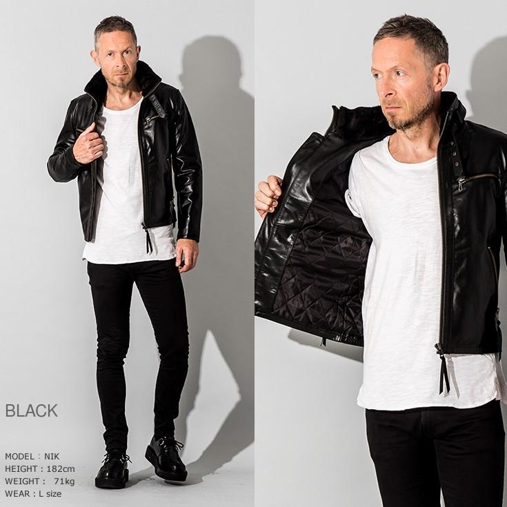 Liugoo Leathers 本革 ウィングネックシングルライダースジャケット